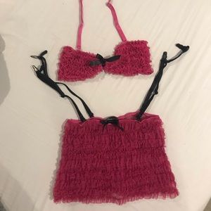 frederick’s of Hollywood medium lingerie set pink